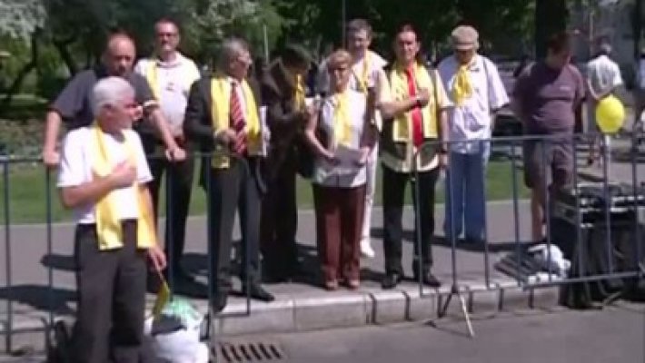 Miron Cozma a protestat de 1 Mai alături de alţi 20 de membri de partid